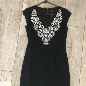 LBD with white embroidery neckline